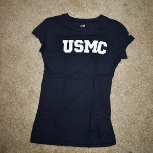 USMC Fitted Black Tee